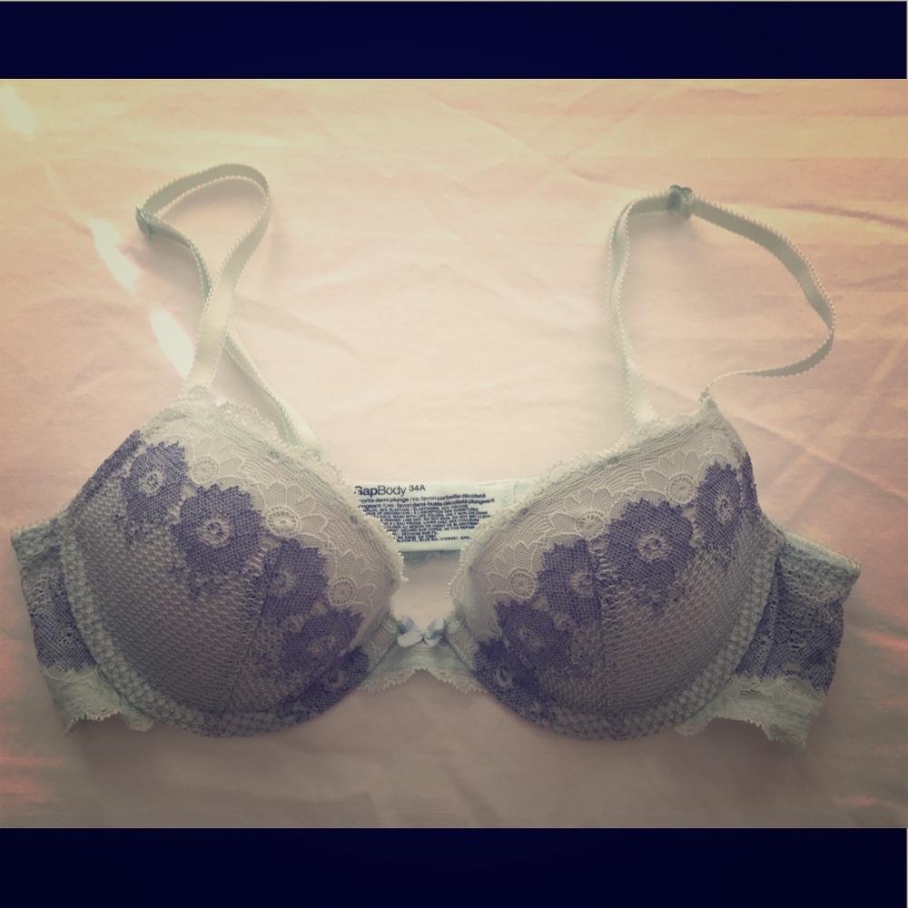 Gap Body Demi Plunge Underwire Blue Push Up Bra